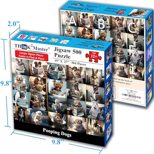 Pooping Dogs & Puppies 500 Pieces Very Large Pieces Jigsaw. for Adults & Seniors 13+ Size