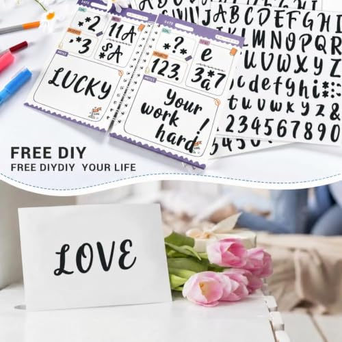 576 Pcs 8 Sheets Letters Stickers Vinyl Alphabet Number Decals Back to School Supplies for Water Bottles Cups Mailbox Scrapbooking Bulletin Board Classroom Decor (576 Count)