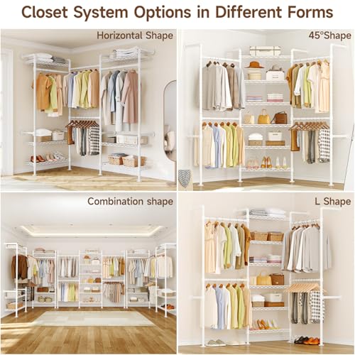 L3 Wall Mounted Metal Pipe Closet System Heavy Duty Garment Rack