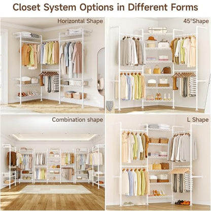 L3 Wall Mounted Metal Pipe Closet System Heavy Duty Garment Rack