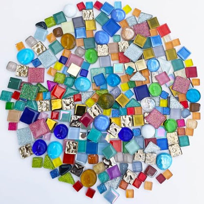 1.1 LB Irregular Glass Mosaic Tiles for Creative Crafts (17.6 Ounce)
