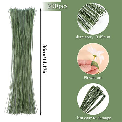 200Pcs Green Floral Wire (200 Count)