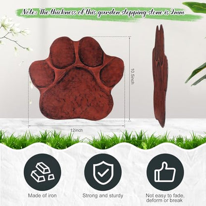 3 Pieces Dog Paw Garden Stepping Stones Garden Decor Cast Irons Dog Rocks Rustic Outdoor Stones Decorative Stone for Garden Walkway Outdoor Decoration (3 Count)