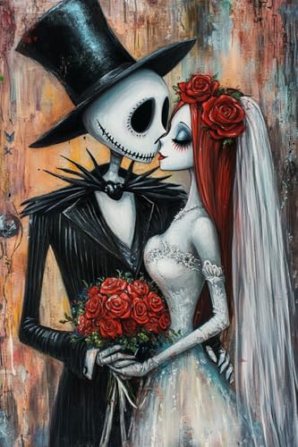 14ct Counted Stamped Cross Stitch Kits for Adults Skulls Couple Roses Printed Cross Stitch Patterns Art Crafts Cross Stitch Supplies