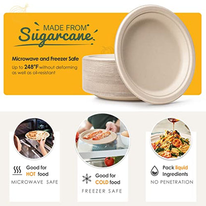 100% Compostable Plates Set 700pcs Heavy (700 Count)