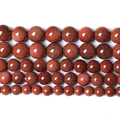 38pcs 10mm Natural Gold Sandstone Beads Gemstone Round Loose Beads for Jewelry Making DIY Bracelet Necklace 15“ (16 Count)