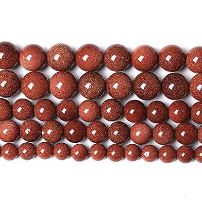 38pcs 10mm Natural Gold Sandstone Beads Gemstone Round Loose Beads for Jewelry Making DIY Bracelet Necklace 15“ (16 Count)