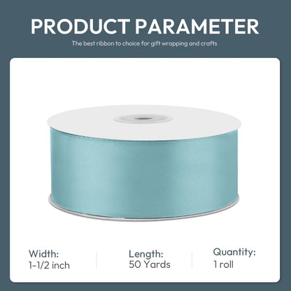 KMER LIFE 1-1/2" Wide x 50 Yards Baby Blue Single Faced Polyester Satin Ribbon - Perfect for Wedding Decor, Wreaths, Crafts, Gift Wrapping & Other Projects - Crafty Corner