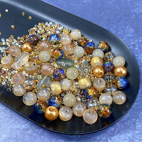 Assorted Glass Resin Beads Multi Size Colors Smooth Cracked Gravel Millet Spacer Beads for Bracelets Necklace Earring DIY Jewelry Making Craft