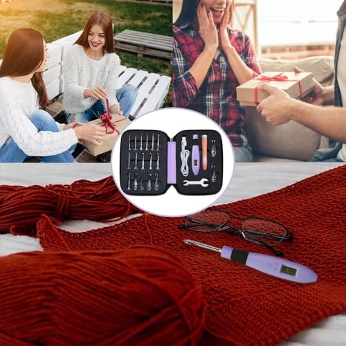 18 Size Digital Counting Crochet Hooks Set with Light 2.0mm~14.0mm