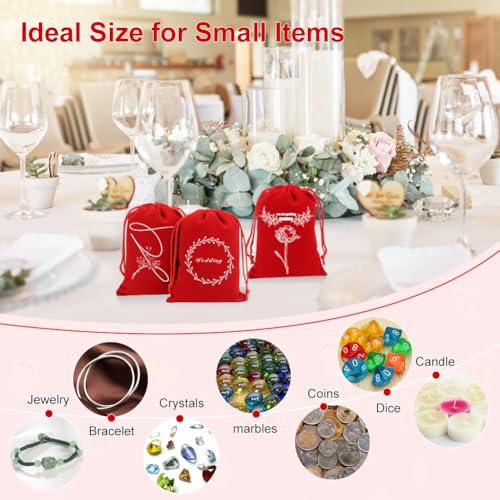 20Pcs 4x6 Inch Red Velvet Gift Bags with Drawstrings (20 Count)