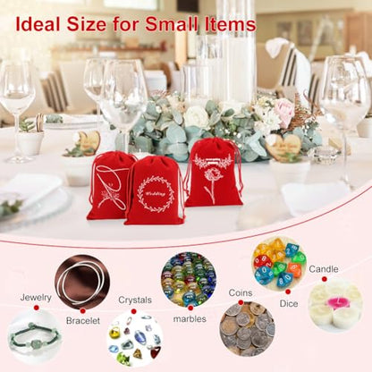 20Pcs 4x6 Inch Red Velvet Gift Bags with Drawstrings (20 Count)