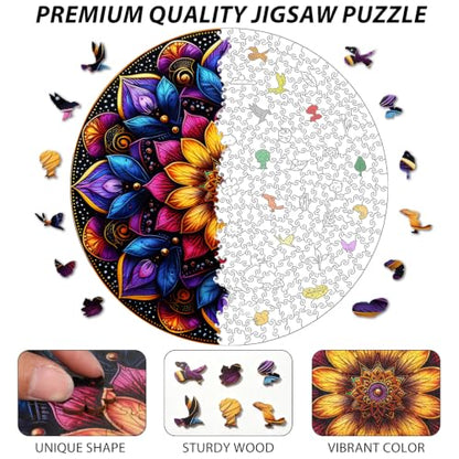 Wooden Puzzles for Adults Purple Mandala 500 Pieces Jigsaw Puzzle