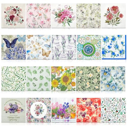 20 Pack Decoupage Napkins Floral Cocktail Decorative Paper Napkins (20 Count)