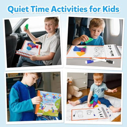 Magnetic Tangram Puzzle with 3D Building Blocks (7 Count)