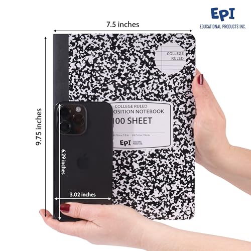 6 Pack EPI College Ruled Composition Notebook Black (6 Count)