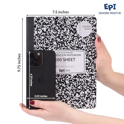 6 Pack EPI College Ruled Composition Notebook Black (6 Count)