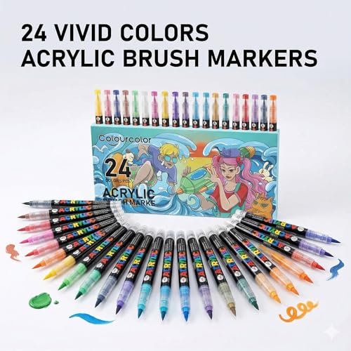 24 Colors Acrylic Paint Pens (35.2387 Ounce)