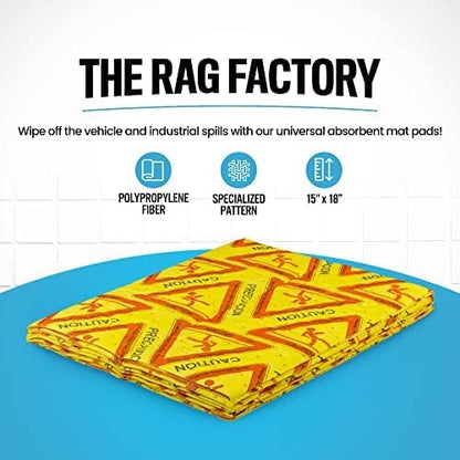 CTRL+Z Absorbent Pads - 15"x18" High Visibility Caution Spill Mat - Super Absorbent Fast Cleanup for Industrial Use - 10 Pack