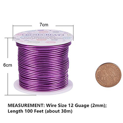 12 Gauge Aluminum Craft Wire 100FT Anodized Purple Flexible Craft Wire for Halloween Craft Making (100 Foot)