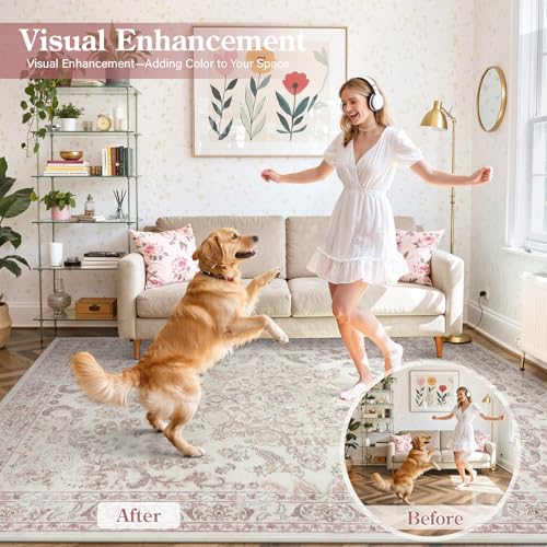 Vintage Floral Rugs for Bedroom Girls (34.55 Sq Ft)