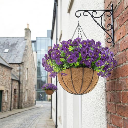 2 Set Artificial Outdoor Flowers with Hanging Basket (2 Count)