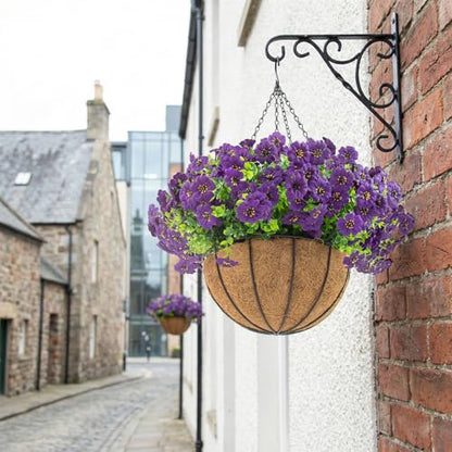 2 Set Artificial Outdoor Flowers with Hanging Basket (2 Count)