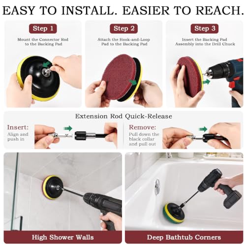 5 Inch 30 PCS Scouring Pads Drill Brush Power Scrubber Cleaning Kit