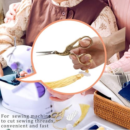 4.5Inch Bird Sewing Scissors Craft Threading Scissors with Leather Cover Tassel Stainless Steel Scissor for Embroidery Sewing Crafting Needlework DIY Artwork Housework