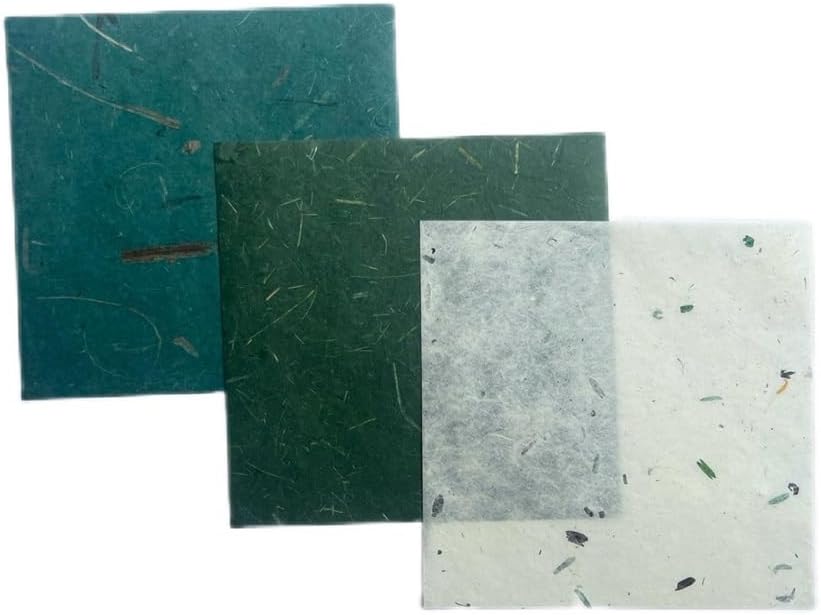 50 Sheets 6 x 6 Inches Natural Fiber Mulberry paper Sheets Square Origami Paper Arts Folding Craft, Decoration Paper, Square Folding Paper for DIY Crafts (Mixed Green Rice Straw etc.,,, 6 x 6) - Crafty Corner