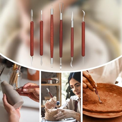 6 Pcs Double Ended Clay Carving Tools Set for Adults
