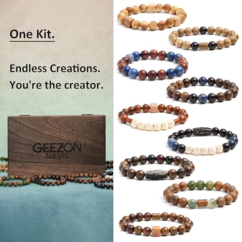DIY Bracelet Making Kit Natural Wooden Stone Beads Gift Craft (296 Count)