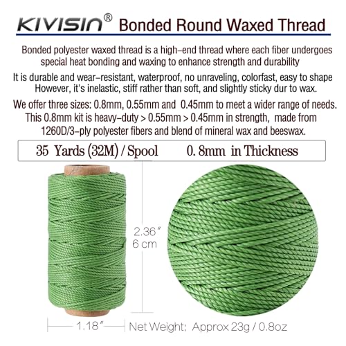 12 Colored Round Waxed Thread 0.8mm