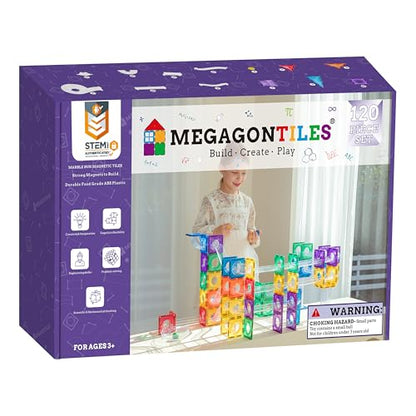Marble Run Magnetic Tiles Set 120PCS (120 Count)
