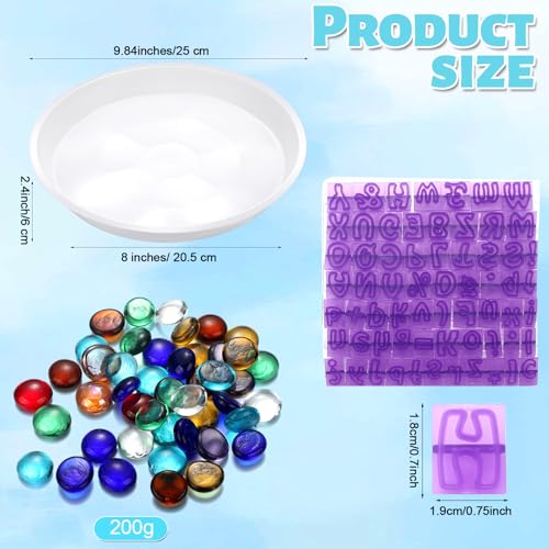20 Pcs Stepping Stone Kit Includes Round Concrete Mold Mosaic Tiles and Letters Numbers Stamps DIY Craft Handmade Stepping Stone Kit for Family Garden Outdoor Decor (22 Count)