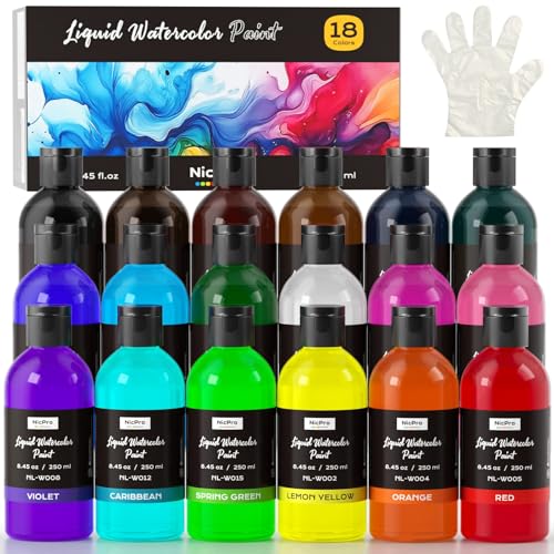 18 Colors Liquid Watercolor Paint Set (152.1 Fl Oz)