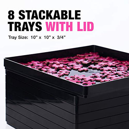 8 Black Puzzle Sorting Trays with Lid 10" x 10" (8 Count)