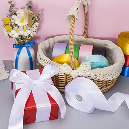 1 1 2 Inch White Solid Satin Ribbon for Gift Wrapping (150 Foot)