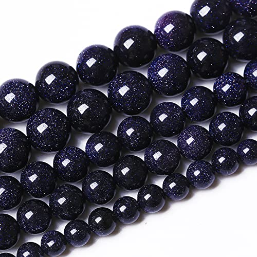 32PCS 12mm Starry Blue Sandstone Gemstone Beads Beads Natural Stone Round Loose Beads for Jewelry Making DIY Bracelet Necklace 15" Inch (16 Count)