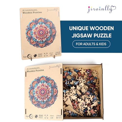 Wooden Puzzles for Adult Colorful Mandala 200 Pieces 11.4x11.4 in (200 Count)