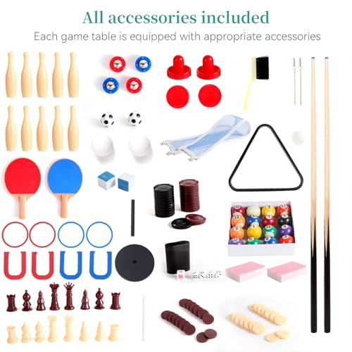 12-in-1 Multi Game Table, Foosball, Air Hockey, Pool and More, Compact Wood Game Table for Home Game Rooms and Family Nights