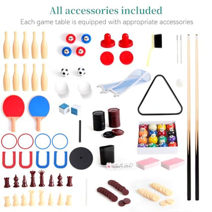 12-in-1 Multi Game Table, Foosball, Air Hockey, Pool and More, Compact Wood Game Table for Home Game Rooms and Family Nights