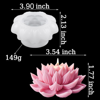 3D Lotus Candle Molds for Candle Making Supplies Flower Silicone Mold for Scented Candles Soap Making DIY Plaster Aromatherapy Candles Home Decor Floral Silicone Molds for Resin Epoxy Cement Gypsum