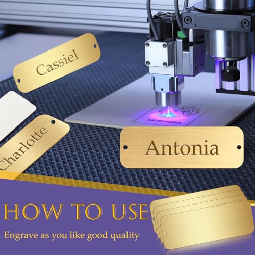 24 Pcs Engraved Name Plate 1" x 3" Personalized Name Plates Trophy Plates Solid Metal Blank with Adhesive Backing and Screws for Trophy Picture Frame Memorial Sign (24 Count)