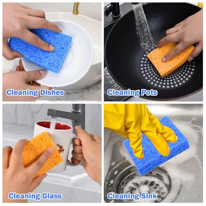 20 Pack Sponges Kitchen Natural Compressed Cellulose Sponges for Dishes Non Scratch for Household Cookware Bathroom Cars Soft Super Absorbent Reusable (20 Count)