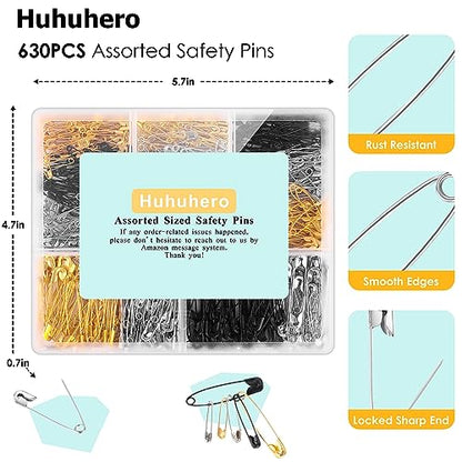 630 Pack Safety Pins Assorted (630 Count)