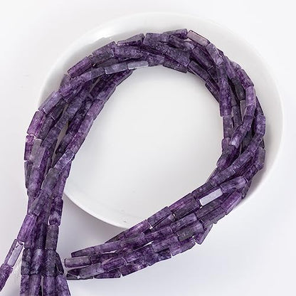 Natural Amethyst Rectangle Tube Beads 4x13mm 38cm (28 Count)