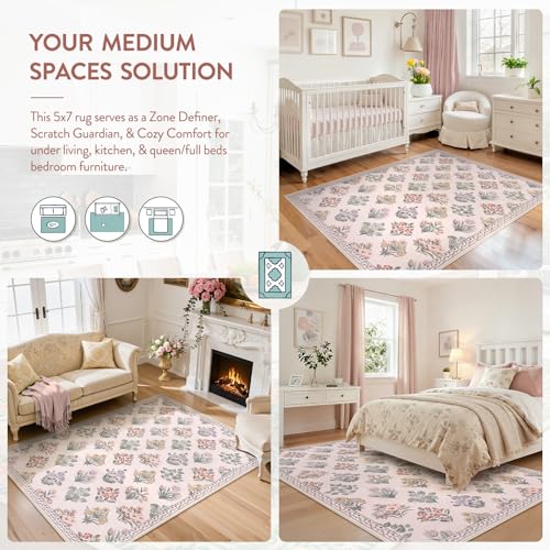 Pink Rugs for Bedroom Girls Nursery (35 Sq Ft)