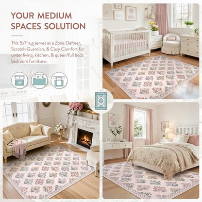 Pink Rugs for Bedroom Girls Nursery (35 Sq Ft)