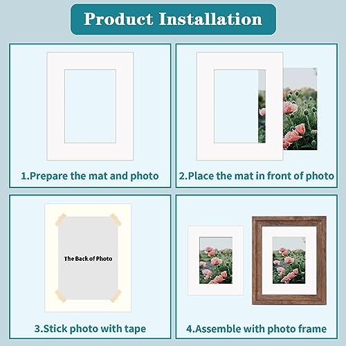 12 Packs White and Black Colors 8x10 Picture Frame Mats for 5x7 Photos